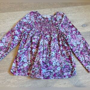 Bonpoint Floral girls Blouse - Pink and White 4 liberty print